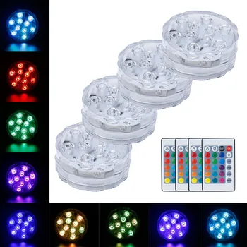 Battery Operated 10 Led Remote Controlled Rgb Submersible Licht Onderwater Night Lamp Outdoor Vaas Kom Tuin Partij Decoratie