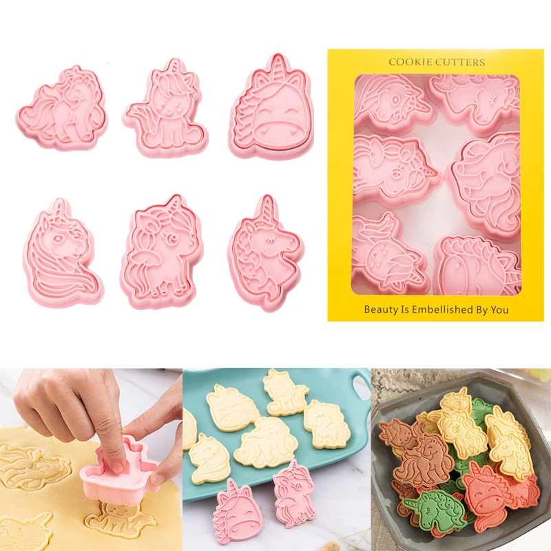 6pcs/Set Animal Shape 3D  kitchen Baking Pressing Cookie Cutters Fondant Mold 