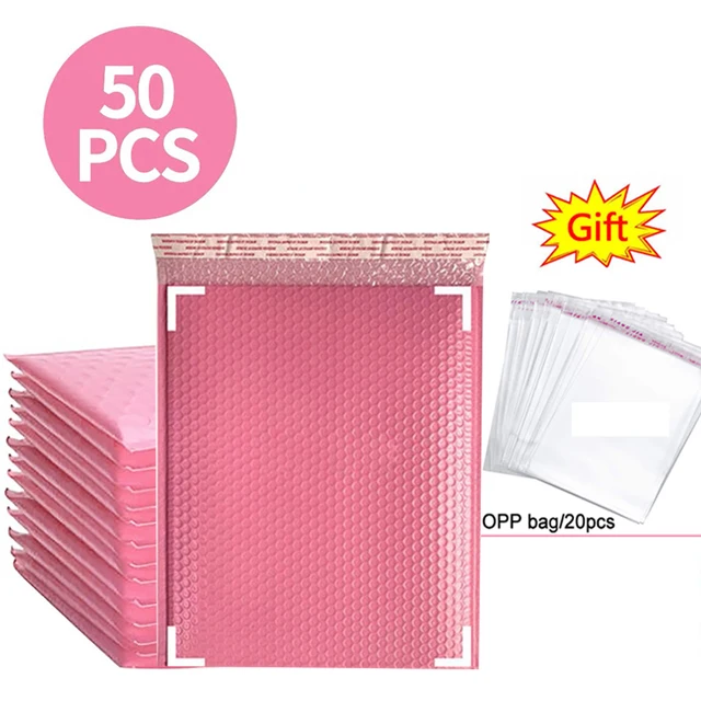 50pcs Mailer Poly Bubble Padded Mailing Envelopes for Mailer Gift Packaging Self Seal Bag Bubble Padding Black White And Pink Pink and Gift