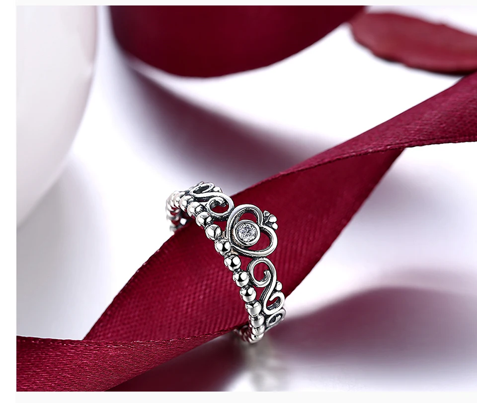 SILVERHOO Sterling Silver 925 Rings For Women Heart Crown Zircon Hollow Carved Design Finger Ring Hot Sale Fine Jewelry Gift