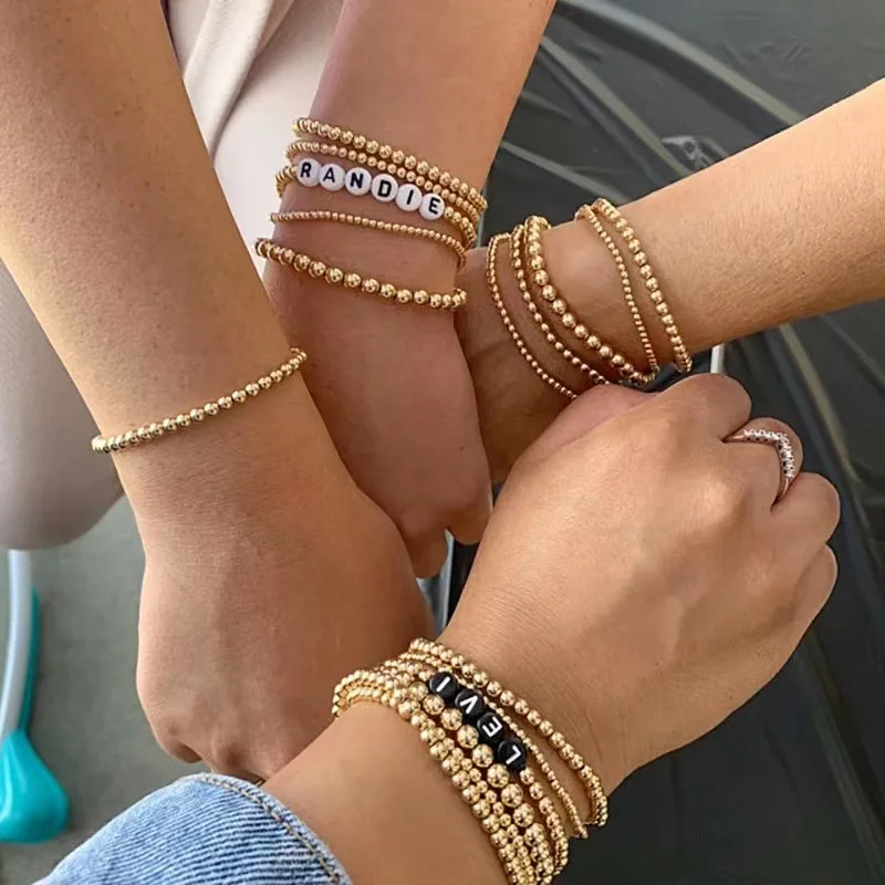 Stainless Steel 3MM 4MM Ball Beads metal bead bracelet for Women Men Gold Silver Color Bracelets Charms Metal Statement Jewelry