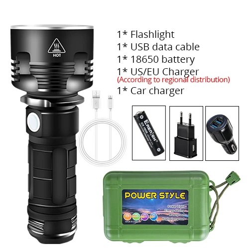 Супер мощный светодиодный светильник-вспышка, фонарь с зумом XHP70.2, USB перезаряжаемая водонепроницаемая лампа, аккумулятор 18650 или 26650 для кемпинга, фонарь светильник - Испускаемый цвет: Package H