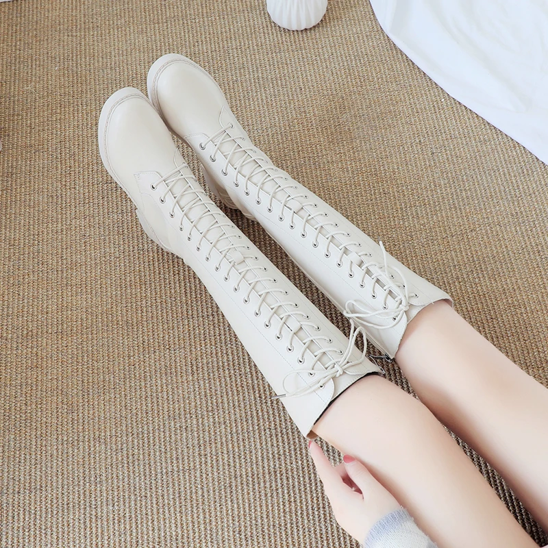 Bootee/ г.; женская обувь; ботинки на низком каблуке со шнуровкой; женские ботинки до середины икры; Роскошные Дизайнерские ботиночки с круглым носком; элегантные женские ботинки