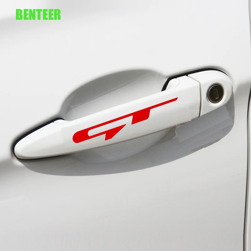4 шт. GT наклейка на дверные ручки автомобиля для kia rio ceed venga sportageR serento soul stonic forte morning