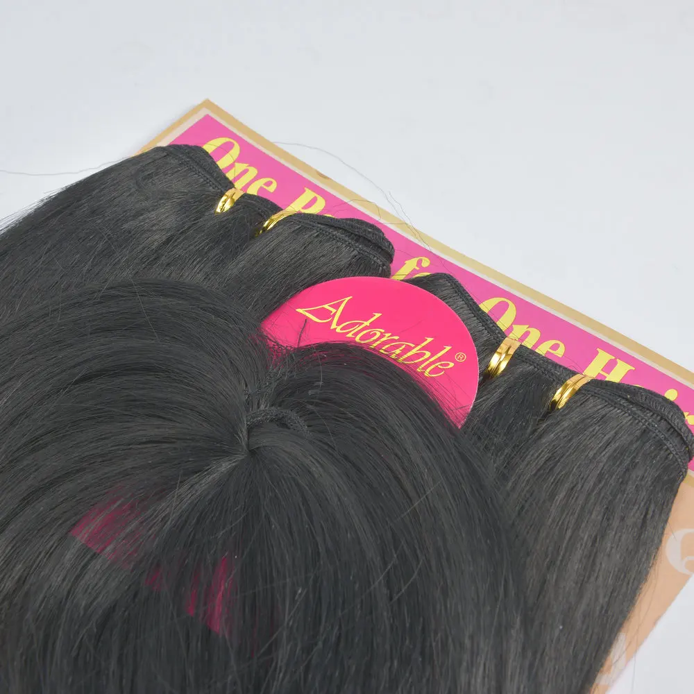 Adorable Hair Bundles With Free Small Closure,Heat Resistant Fiber Yaki Straight Packet Hair Weaves Quattro Yaki Wave 4pcs 12-18