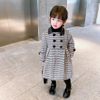 

2-6 Years Autumn Winter Girls Fashion Plaid Thick Warm Coat Baby Kids Children Long Sleeve Jacket Outerwear