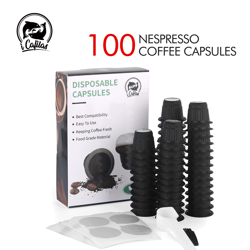 icafilas for Nespresso Coffee Capsule with Foils Lid Espresso Disposable Filter Pod Aluminum Foils Cover Kitchen Coffee Mahicne