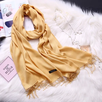 

Cashmere Scarf Solid Color Warm Blanket Scarves Bandana Winter Autumn Soft Cashmere Scarves With Tassel High Quality Shawl