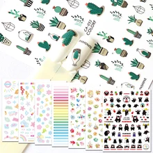 1 лист 3D наклейка мультфильм клей для накладных ногтей декоративные советы красочный узор дизайн для DIY Уход за ногтями стикер BECA028-036