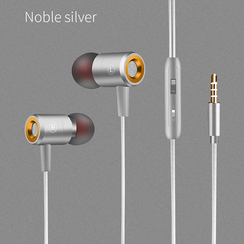 Проводные наушники, не Bluetooth наушники для iPhone Xiaomi, супер бас гарнитуры 3,5 мм, спортивные не беспроводные наушники fone de ouvido - Цвет: Silver