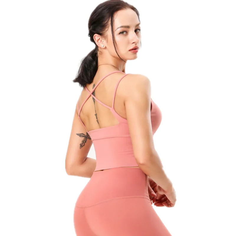 Спортивный Топ жилет beauty Back спортивный бюстгальтер Топ ударопрочный сбор высокой интенсивности Спорт Bh нательная одежда для йоги Фитнес Топ жилет - Цвет: Розовый