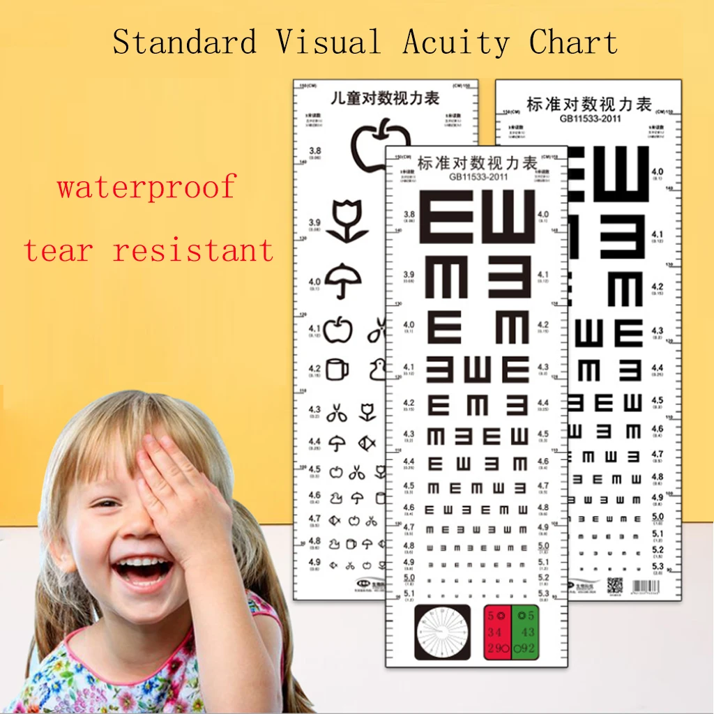 Waterproof Snellen Eye Chart Standard Visual Acuity Chart with Height Measure Ruler for Adults Kids Eye Vision Exam