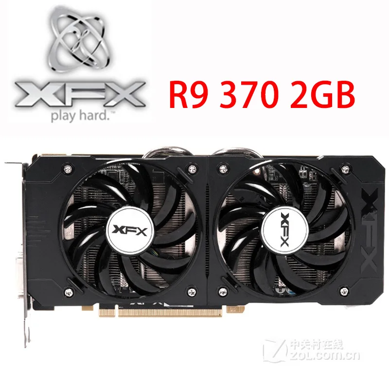 Видеокарта XFX R9 370 2 Гб, 256Bit GDDR5 для AMD R9 300 серии карт R9370 2 Гб HDMI DVI Radeon R9 370 1024SP, б/у-0