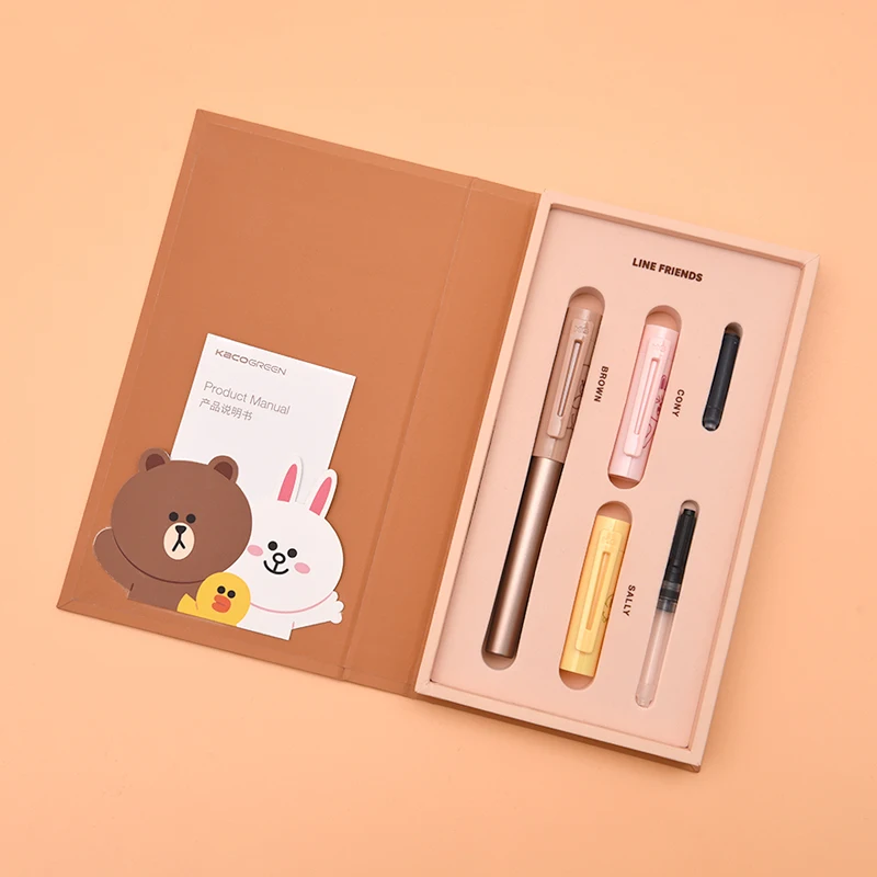 

Kaco Fountain Pen Kacogreen Metal LINE FRIENDS Pens Gift Box for Financial office Student School Stationery pens