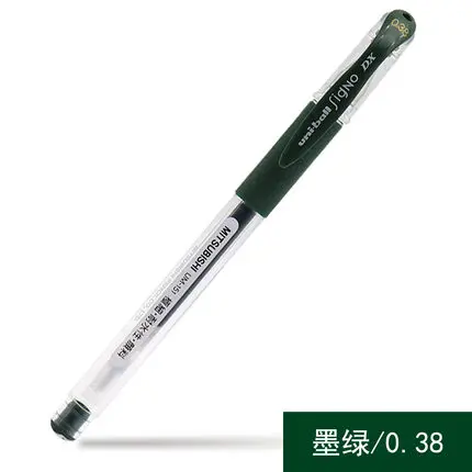 Dark green 12 шт./партия шариковая ручка на водной основе UNI UM-151 0,38 мм цветная гелевая ручка двойная шариковая ручка головка для письма гладкая многоцветная - Цвет: Dark green