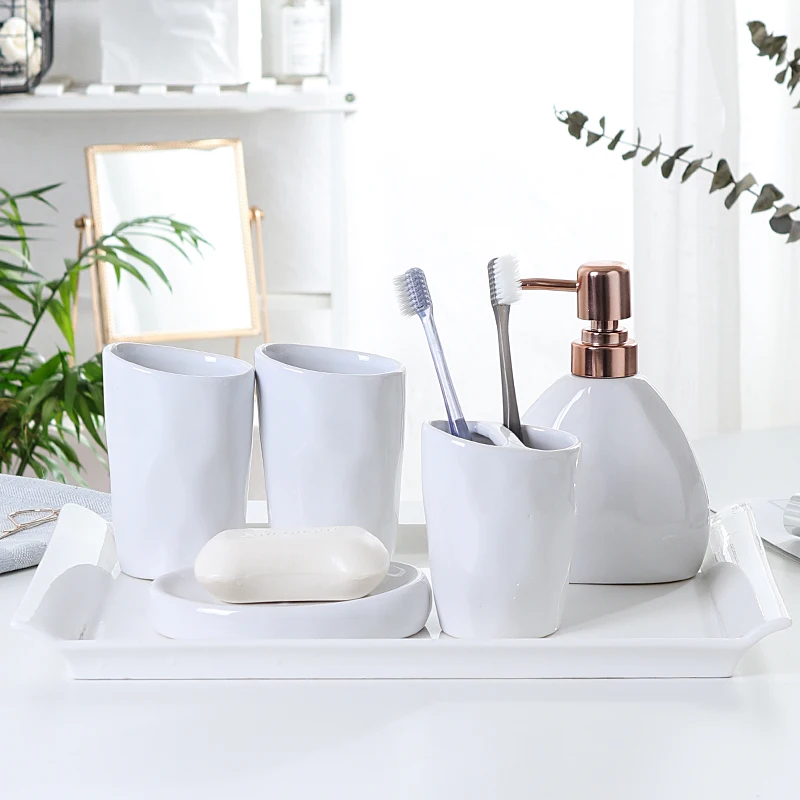 

Bathroom Accessories Sets Ceramic Bathing washing Suit Soap Box Cup Toothbrush Holder Soap Dispenser Soap Dish Set mx9211005