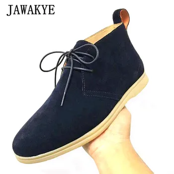 

New Men Martin Boots Frosted Real Leather Casual Shoes Desert Boots Men Flat Shoes British Style Lace Up High Top Winter Shoes