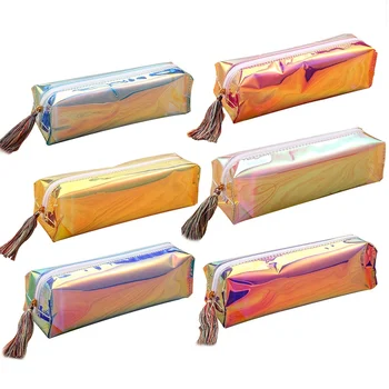 

Holographic Iridescent Laser Pencil Case Quality PU School for Girls Boy School Supplies Stationery Cute Pencil Box Pencil Bag