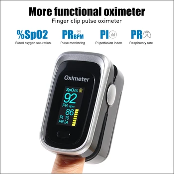 

RZ Finger Pulse Oximeter Portable Digital Household Health Monitor Heart Rate SPO2 PR Respiratory Rate Detection Pulse Oximeter