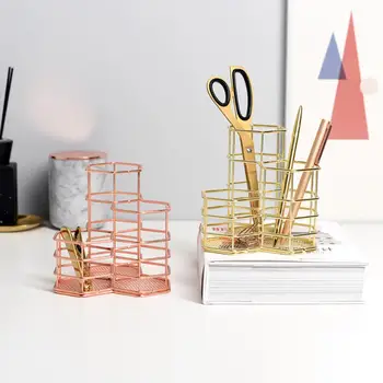 

Metal Makeup Brush Organizer Stationery Storage Container Pencil Marker Gel Pen Holder Basket for Office Home School Classroom