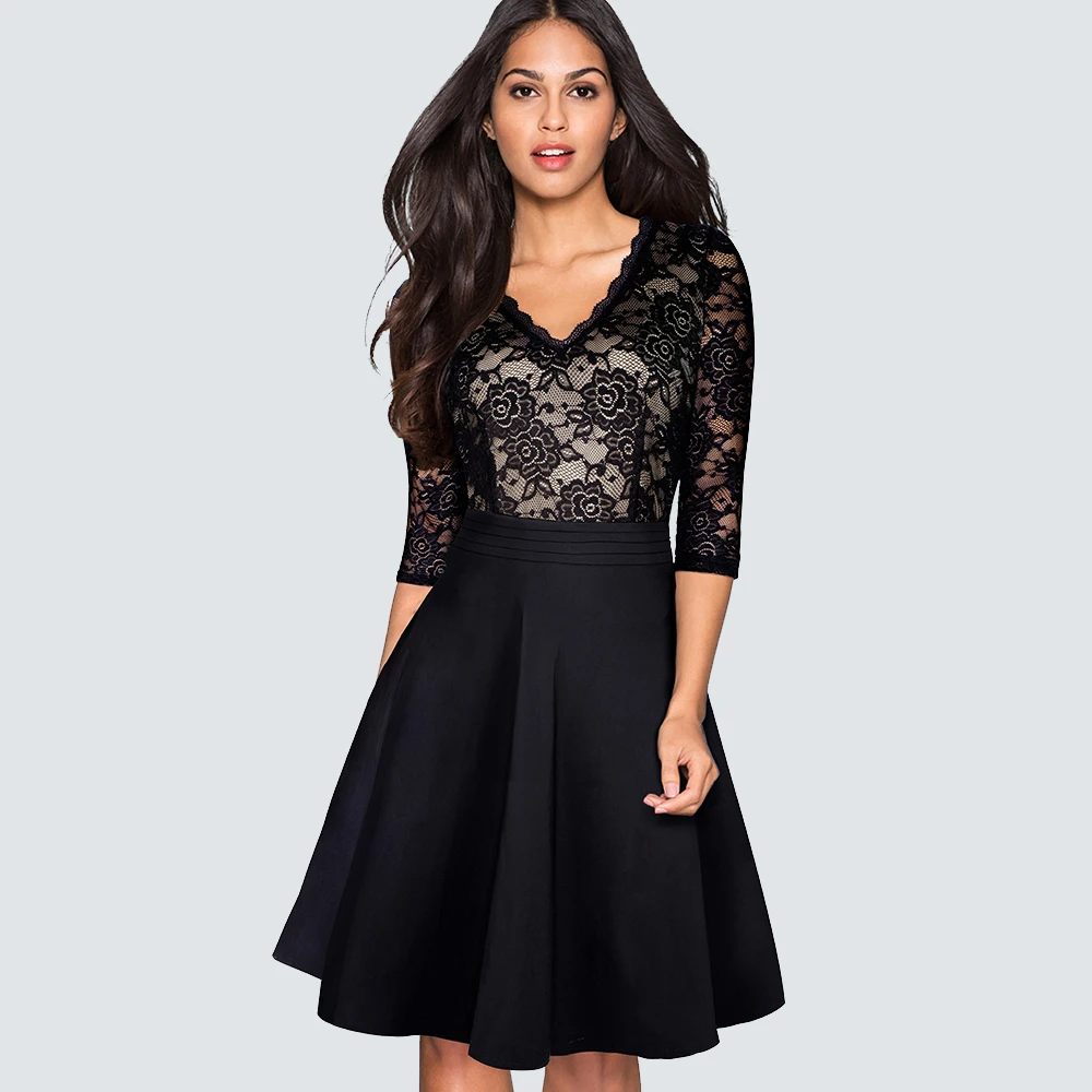 Новые осенние винтажные Стильные цветочные кружевные лоскутные черные вечерние