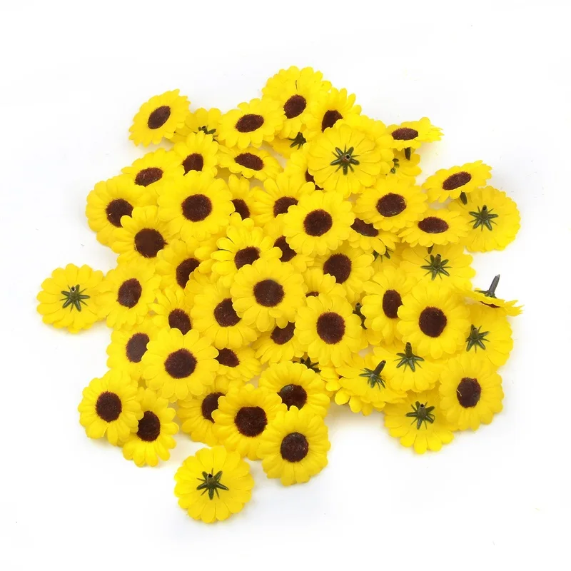 30pcs Mini Silk Sunflower Artificial Daisy Flower Head For Wedding Party Decoration DIY Scrapbooking Wreath Craft  Fake Flowers