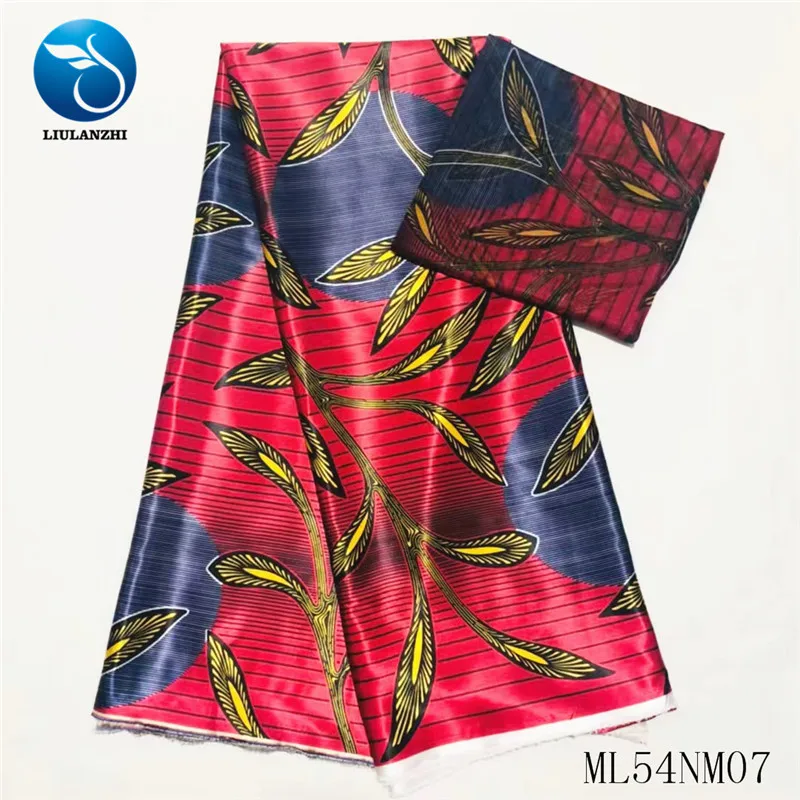 ML54NM0721 LIULANZHI африканская шелковая ткань лента шелковая ткань 4+ 2 ярдов Анкара Красная атласная ткань для платья Горячая Распродажа ML54NM07 - Цвет: ML54NM0721