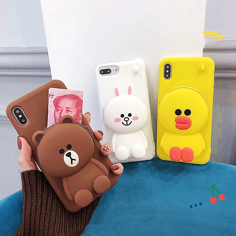 3D мультфильм Тоторо медведь кошелек чехол для телефона для iPhone XR кошелек Чехол 6 7 8 Plus X XS Max Кошелек Мягкий анти-падение Ремешок Крышка