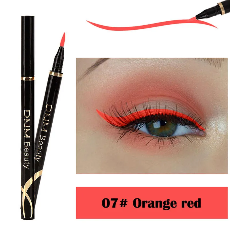 Водостойкая цветная печать, жидкая подводка для глаз, быстро сохнет, Черная Подводка для глаз, карандаш с подводкой для глаз, косметическая двухсторонняя подводка для глаз - Цвет: 07 Orange Red