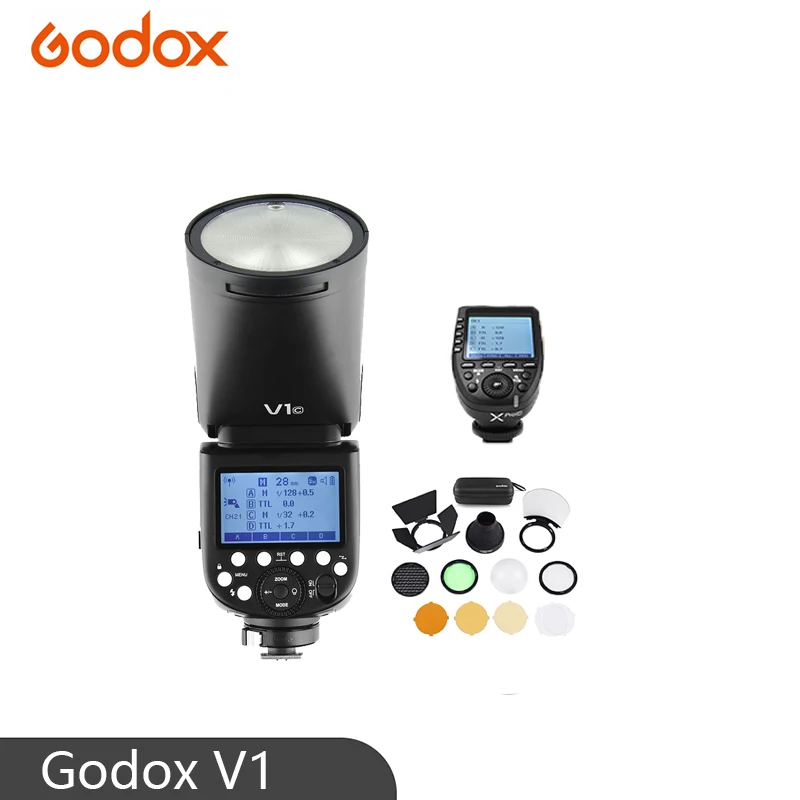 Godox V1 круглая вспышка для камеры SONY NIKON CANON R2 ttl фонарик с AK-R1 Xpro Flash Trigger |