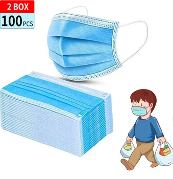 

10/50 pcs Masks Mouth 3-Ply Anti-virus Safety Anti Proof Mascaras Nonwoven Elastic Earloop protective Face Masker