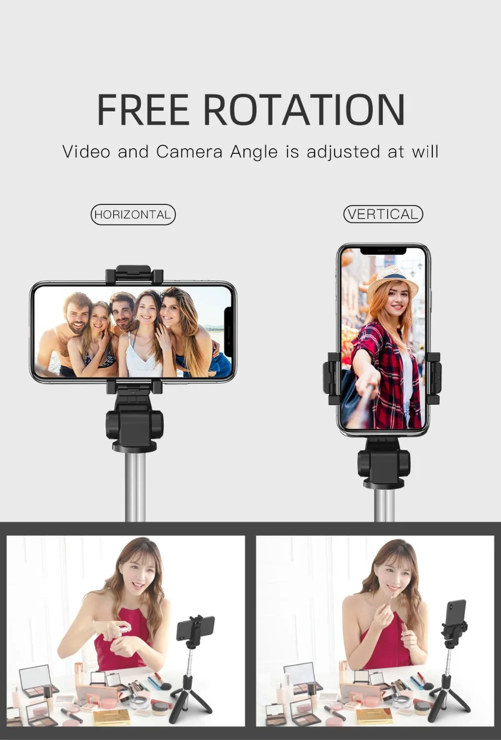 Wireless Bluetooth Selfie Stick Mini Tripod Expandable Portable Stand for iPhone Huawei Samsung Xiaomi Smartphone