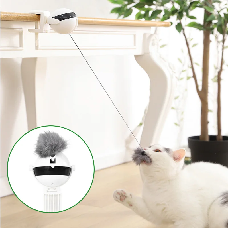 

Electronic Cat Toy Motion Yo-Yo Lifting Ball Rabbit fur ball Electric Flutter Rotating Interactive Puzzle Smart Pet Cat Ball Toy