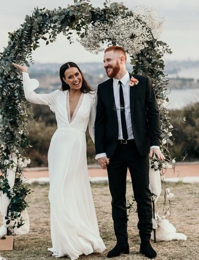 long sleeve grecian wedding dress