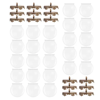 

30pcs of Set Mini Empty Clear Glass Globe Bottle with Crown Sling for Diy Crafts