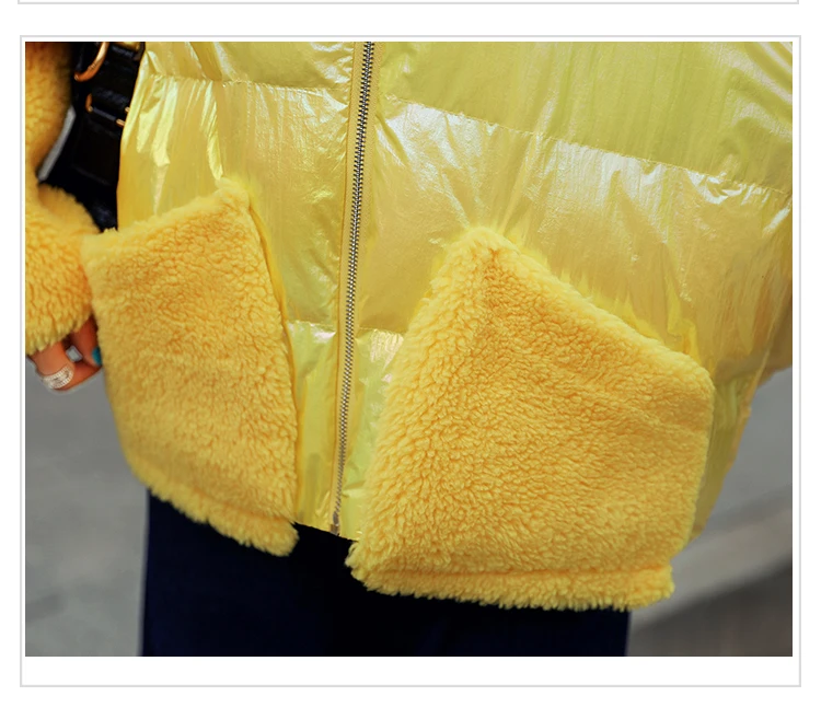 Top Quality White Duck Down Loose Jackets Women Jacket Fashion Yellow Color Fleece Material Ladies Collar Winter Warm Short Coat