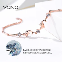 Женские браслеты VANA Dolphin из стерлингового серебра 925 пробы с фианитом SWAROVSKI, подарок для женщин