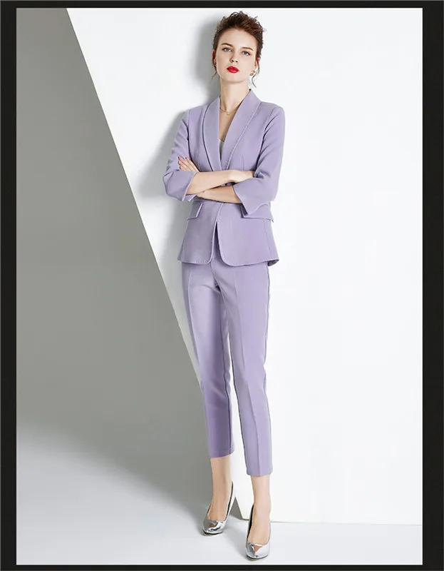 

Lilac-Women's Pantsuits, Jacket and Pants, Business Suits, Office Style, Female Trouser Suit, Custom Made
