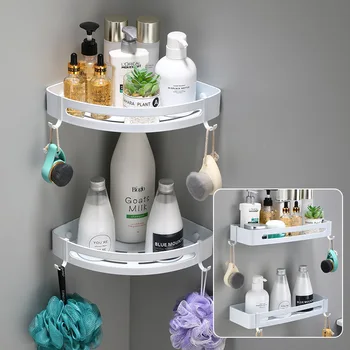 

Tuqiu Bathroom Shelf Bath Shower Shelf Aluminum White Bathroom Corner shelf Wall Mounted Black Aluminum Kitchen Storage holder