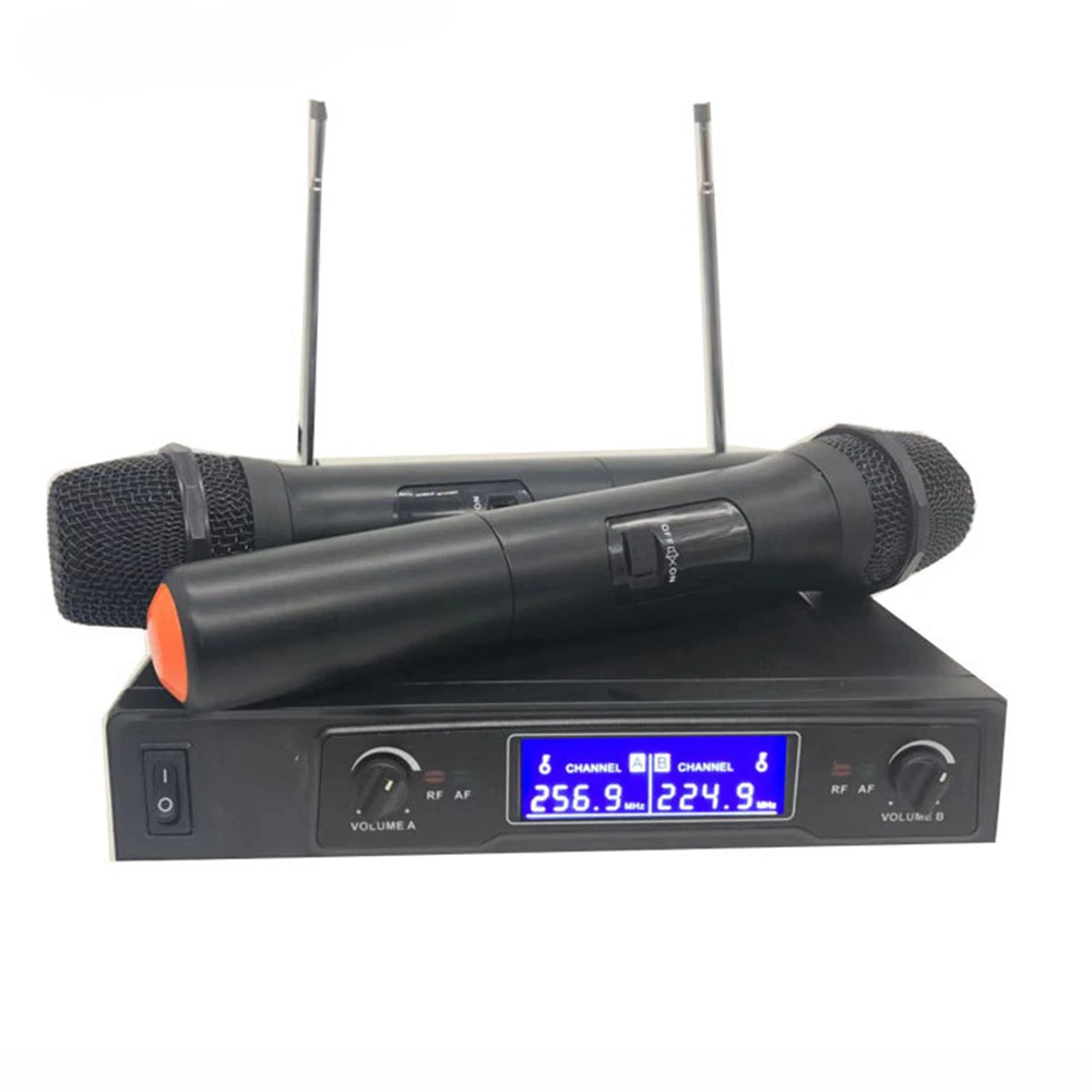 

Dual Wireless Microphone System stage performances a two wireless microphone Karaoke mic transmitter
