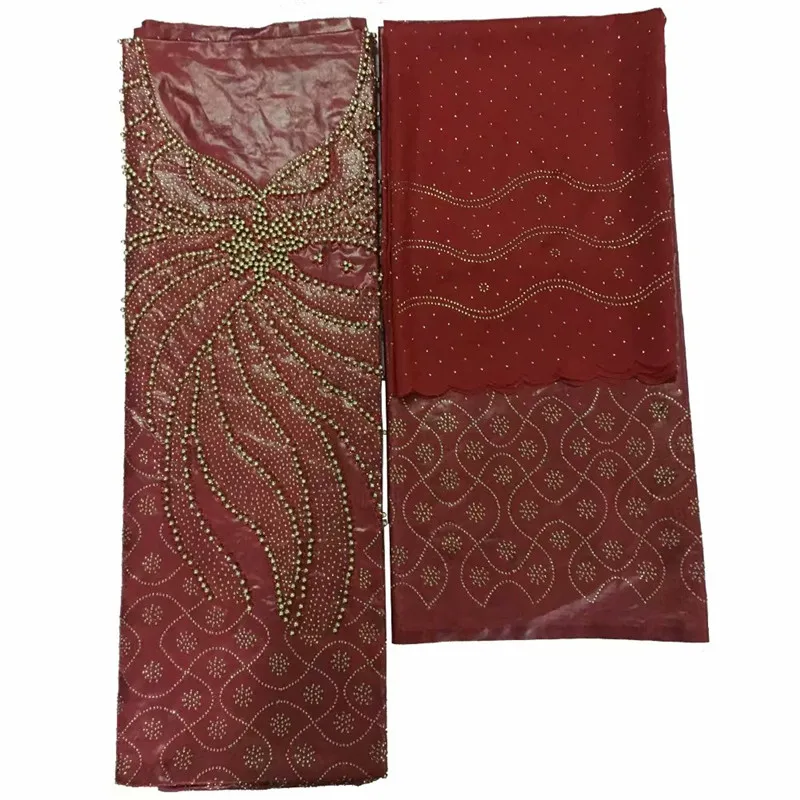 

3color Africa Bazin Brocade Richer Getzner Stones Beads Guinea Basin Garment lace Materials 3+2+2yards Per set For Dress