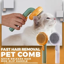 

Pumpkin Self Cleaning Slicker Comb for Dog Cat Puppy Rabbit, Grooming Brush Tool Gently Removes Loose Undercoat Tangled Hair