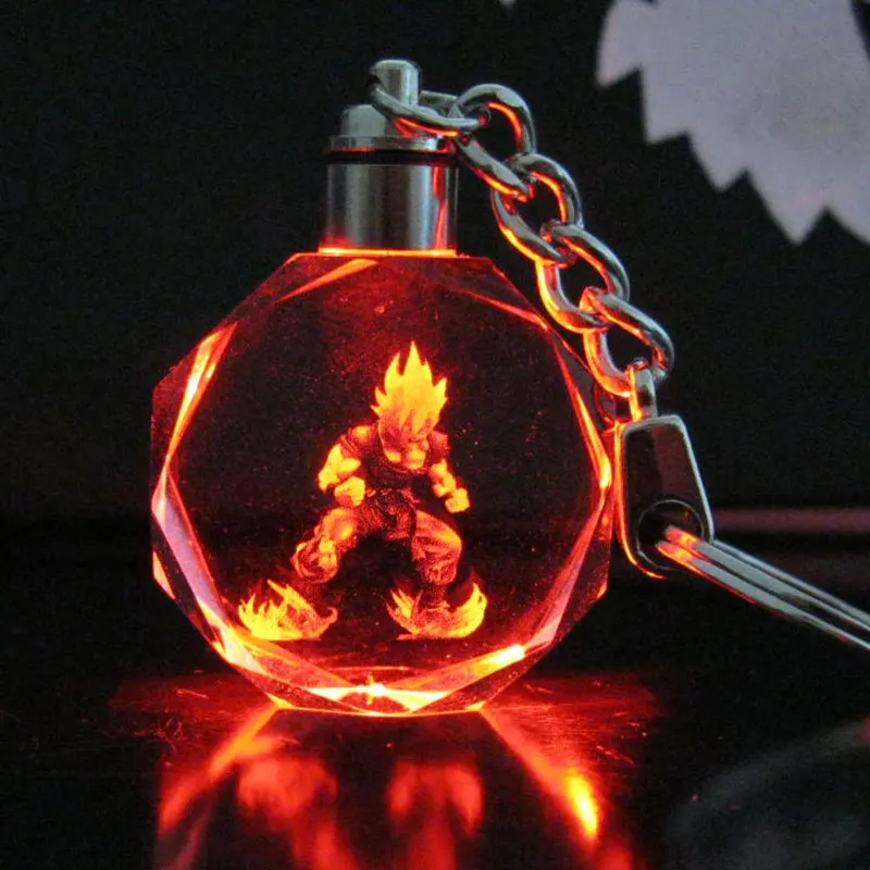 

Zoeber Colorful LED Light Cartoon Keyring Key Chain 16 Styles Dragon Ball Crystal Keychain Super Saiyan Child Fashion Gifts