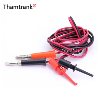 

100pcs/lot 1M Banana Male Plug to Dual Hook Clip Test Probe Cable Leads Red/Black for Multimeter Length 100CM