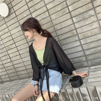 

Sun Protection Clothes Female Summer Thin Coat Short Long Sleeve Small Shawl Outside Cardigan Small Fashion Coat