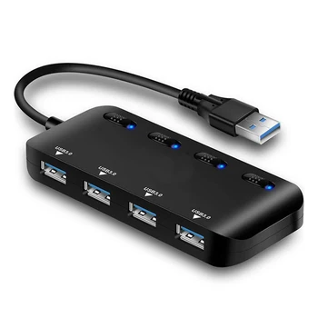 

New Hot USB 3.0 HUB Splitter Extender 4 Port USB Data Hub with Individual Switch LED Light