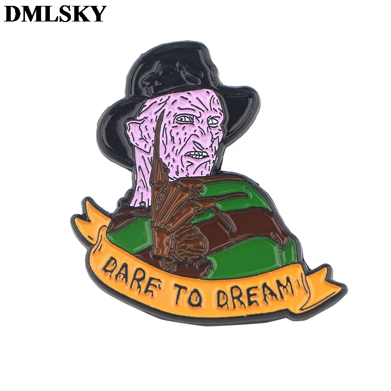 DMLSKY Freddy Krueger эмалированные броши "Кошмар на улице Вязов" Металлические Булавки крутые значки на шляпу булавки на лацкан M4065
