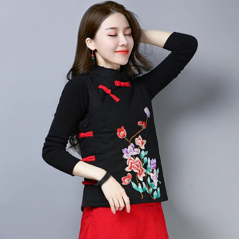 

8671 Photo Shoot 2018 Winter New Style Ethnic-Style Large Size Cotton Linen Short Embroidery Dissection Has in Thick Cotton-padd