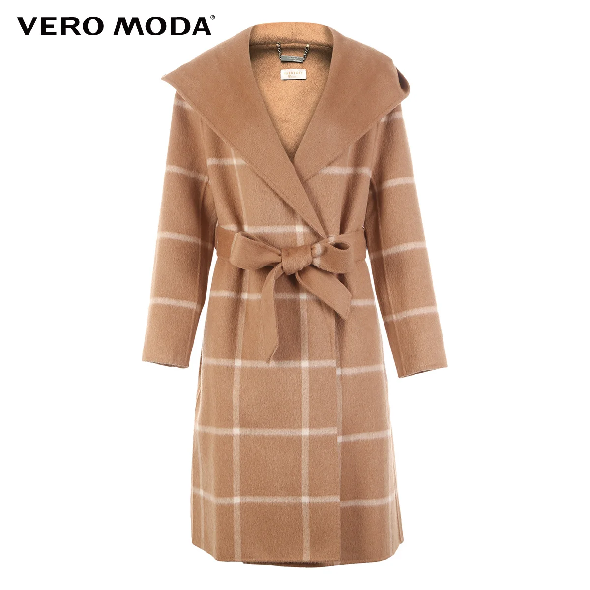 Vero Moda женское 64% шерстяное клетчатое Двустороннее пальто с капюшоном |