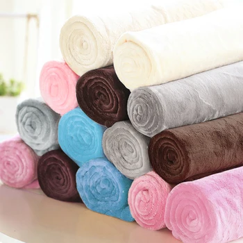 

New Skin-Friendly Flannel Blanket Bed Sheet Solid Color Soft Flannel Fleece Bed Blanket 5 Sizes Four Seasons Universal